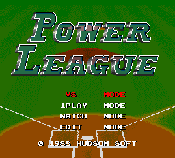 Power League title screen for PC Engine